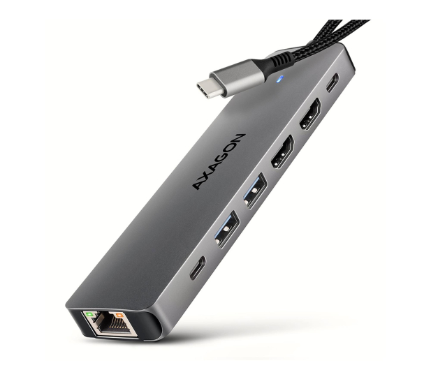 Axagon HMC-7HX2 USB-C 5Gbps DUAL 4K DISPLAY 7in1 hub - 1353488 - zdjęcie